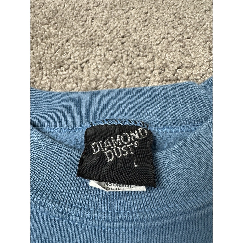 Vintage Mens Sweatshirt 90s Diamond Dust Feather Graphic, Made In USA, Size L - Picture 4 of 7